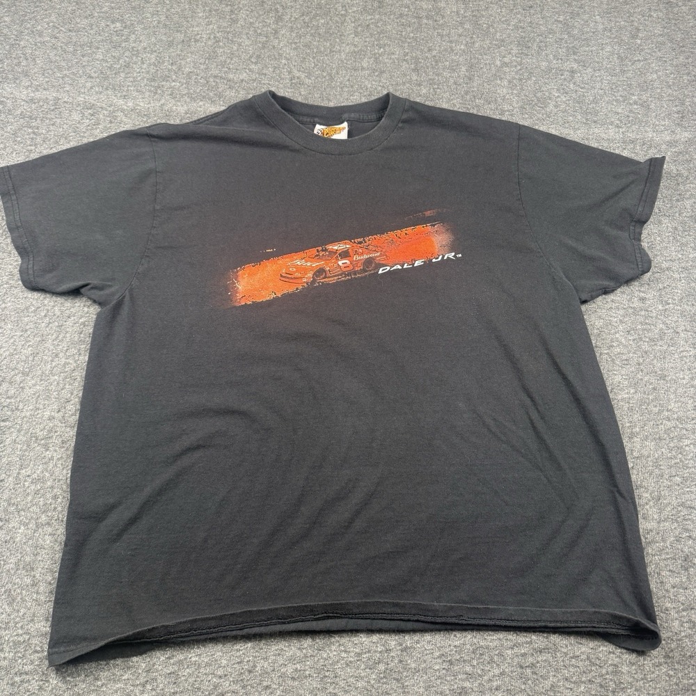 Vintage Dale Earnhardt Jr. Shirt Mens XL Black Nascar Racing Budweiser DISTRESS